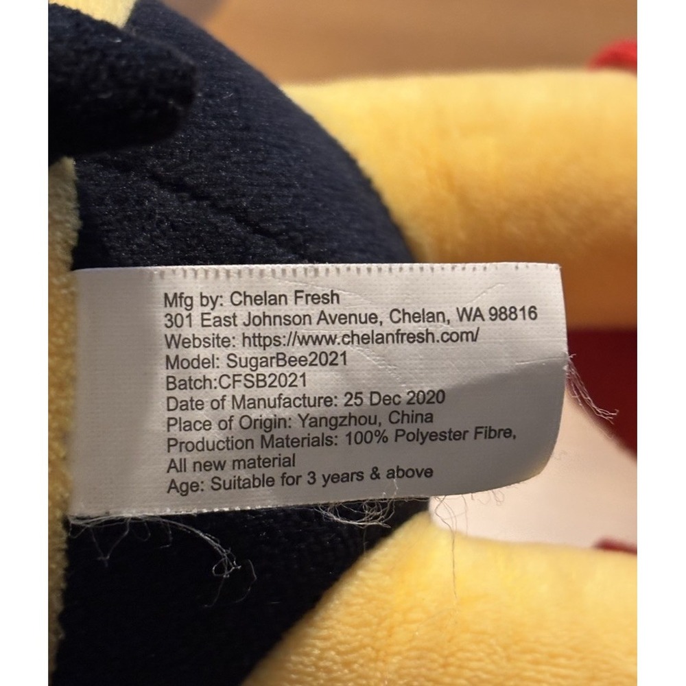 Adopt A SugarBee SugarBee Apple Promo Plush Figure Doll, 14" Rare Chelan Fresh - Picture 8 of 8